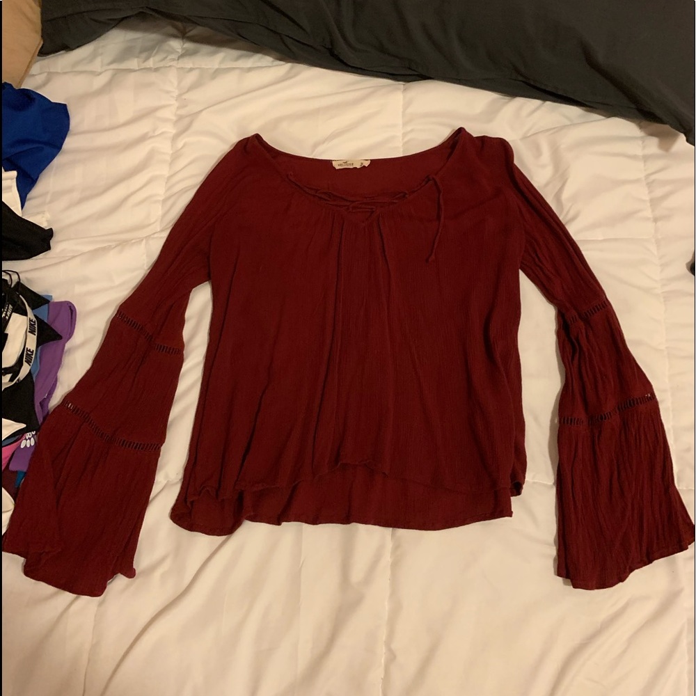 Maroon V-Neck Flowy Blouse